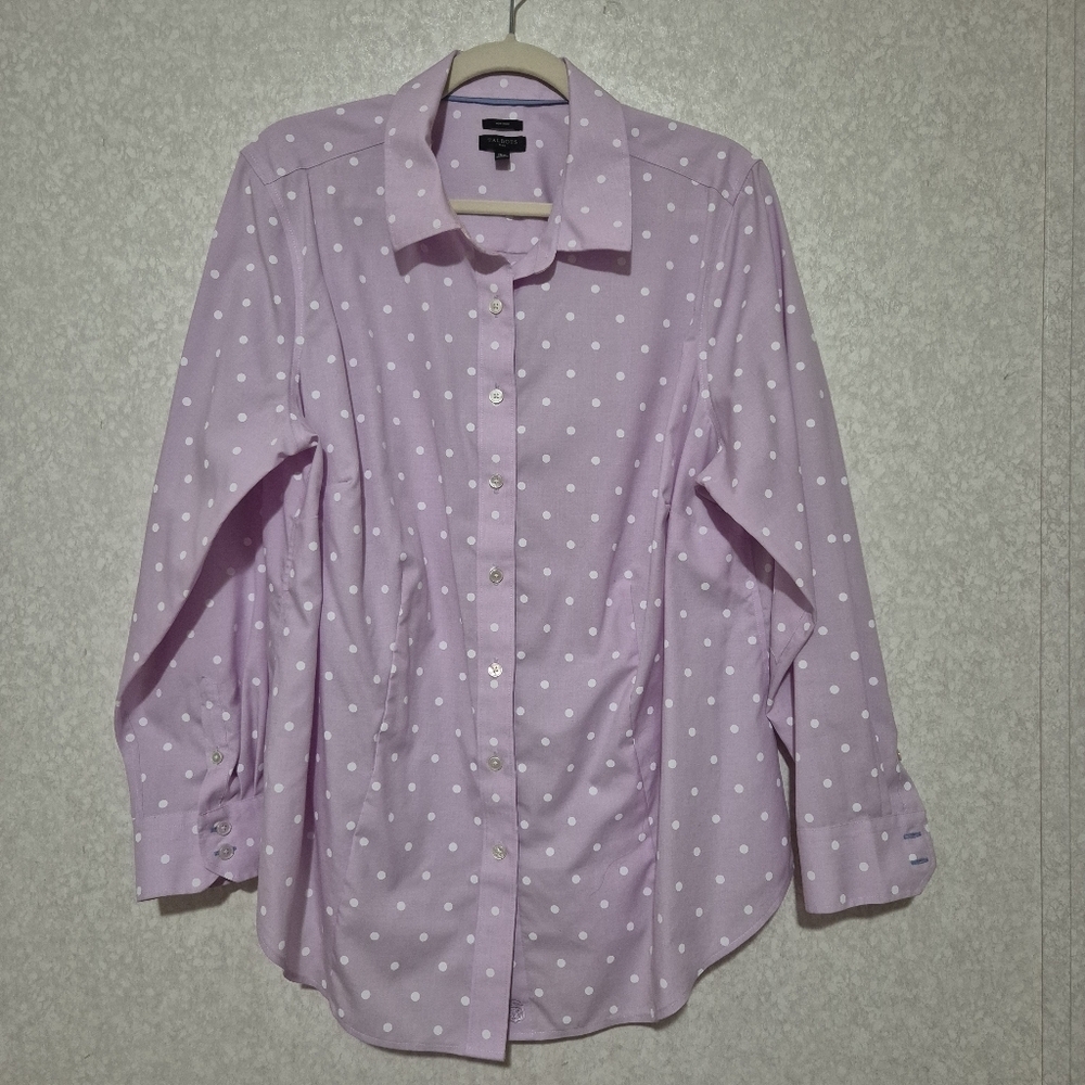 TALBOTS Lavender  Polka Dot Button-Up Shirt...SIZE:16W
